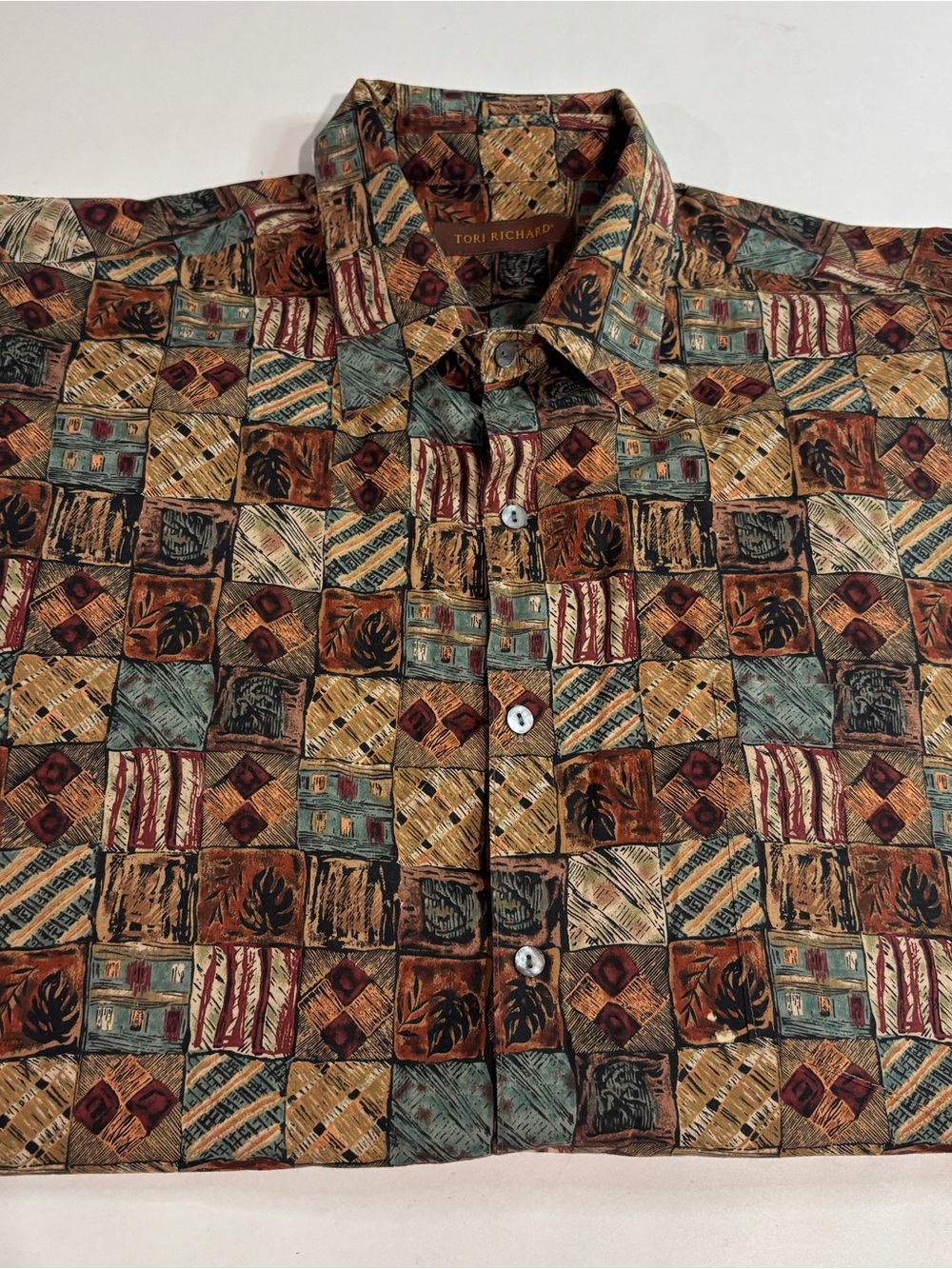 Tori Richard Shirt Mens XL Cotton Lawn Hawaiian Abstract Floral 0300 USA